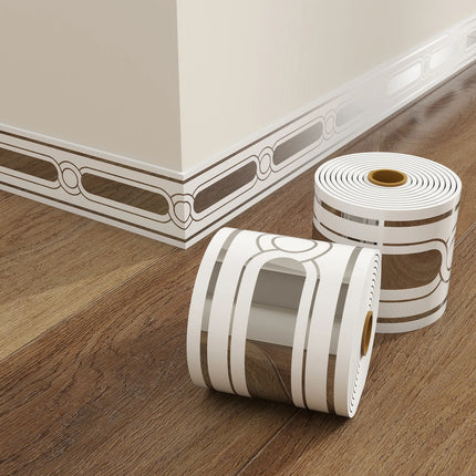 1Roll 10cmx5m Rolled Self-Stick Baseboard Trim-Anti-Collision Wall Waistband Sticker for Living Room Bedroom Home Decor ﻿