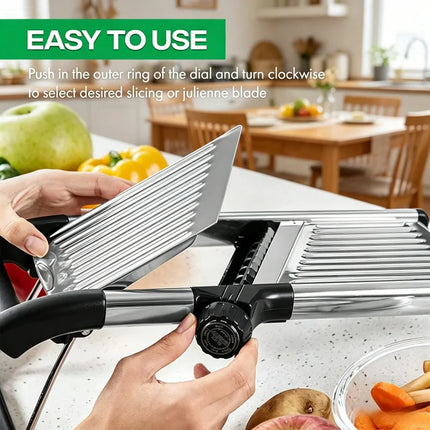 Stainless Steel Adjustable Mandoline Slicer - Multi-Purpose Vegetable Cutter for Potato, Carrot, Onion, Tomato & More