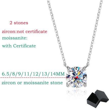 Smyoue White Gold Plated 1-10CT Moissanite Necklace for Women Classic Four Claws Pendant Wedding Jewelry 925 Sterling Silver