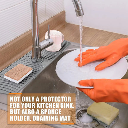 30/24 Inch Silicone Faucet Mat Sink Splash Guard Large Size Faucet Drain Drying Pad Countertop Protector for Bathroom Kitchen
