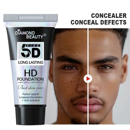 5D Liquid Foundation Make-up Men's Suede Perfect Concealer Nourishing&Moisturizing Full Cover High Capacity Natural Naked Makeup