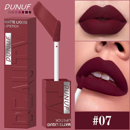 DUNUF 1 Pcs Matte Velvet Smooth Easy-to-apply Square Tube Lip Gloss Waterproof Not Easy To Fade Sexy Brown for Women Lip Tint