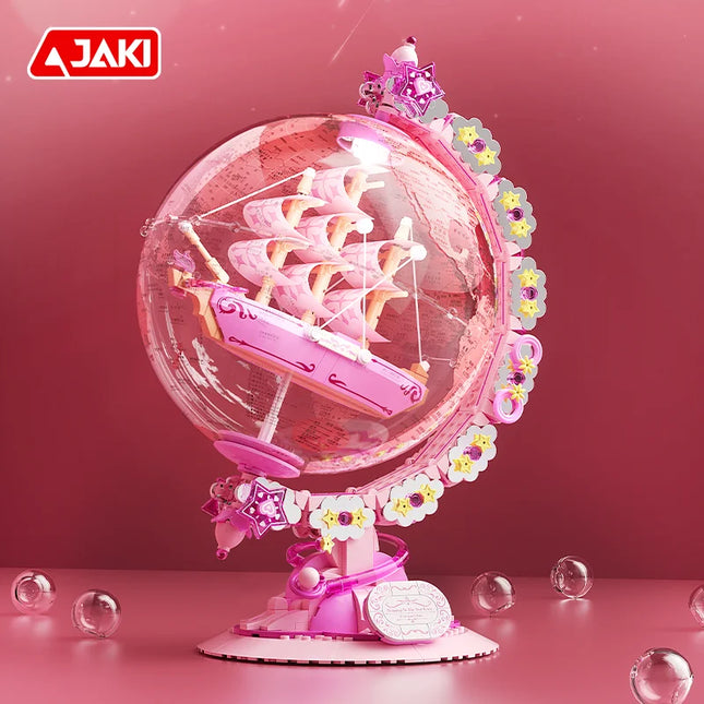 Space universe exploration series space trendy play galaxy roaming globe model assembly ornaments girls building blocks toy gift
