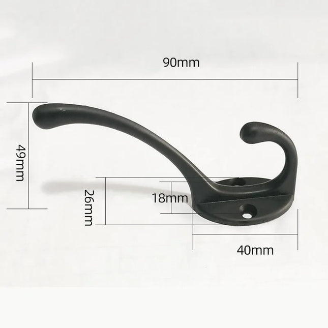 5pcs Heavy Duty Metal Hooks Wall Mounted Retro Double Hooks Utility Antique Hooks For Coat, Scarf, Bag, Towel, Key, Scarf, Hat