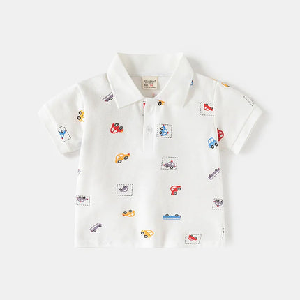 MILANCEL New Summer Kids Polo Shirt 2-6T Cartoon Car Boys T-shirt Korean Version Thin Girls Lapel Tee Children Clothes Tops