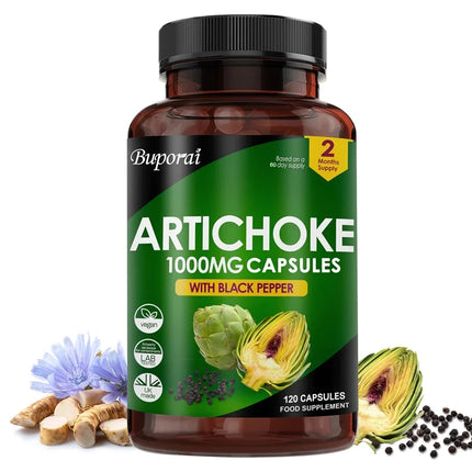 Artichoke 1000mg Capsules - Benefits Liver Health and Digestive System, Improves Energy, and Promotes Overall Well-being