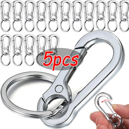 1-5pcs Waist Hanging Key Rings Stainless Steel Holder Keychains Buckle Clip Gourd Climbing Hook Car Strong Carabiner Key Chain