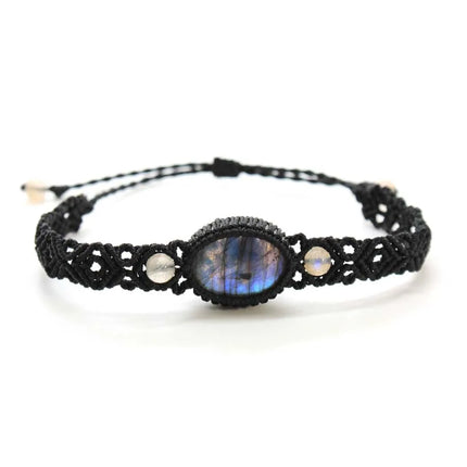 Handmade Braided Macrame Labradorite Crystal Stone Bracelets For Women Girl Natural Spectrolie Weave Adjustable Bracelet Jewelry