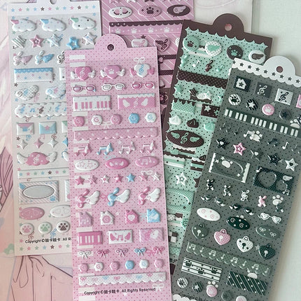 WAKAWAKA Cute Deco Stickers for Scrapbooking Keluli Moment Pink Wing Star Decorative Stickers Diy Phone Luggage Motorcycle
