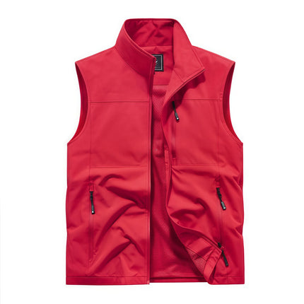 Outdoor workwear jacket Men's breathable lightweight top  Spring and Autumn thin high-end solid color stand-up collar vest