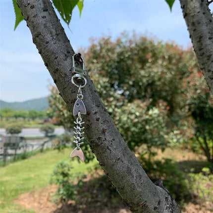 Fish Bone Keychain Funny Fishing Key Pendant Backpack Car Key Ring Hanging Jewelry Decoration Fisherman Gift