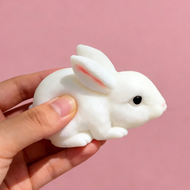 Squishy Cute Bunny Squeeze Toy Soft Kawaii Little White Rabbit Fidget Toy Anti-Stress Hand Relaxation Gift Toy