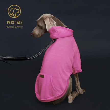 Solid Color Dog Hoodie with Pocket, Leather Patch, Hook and Loop Fastener Collar - Available in 5 Colors