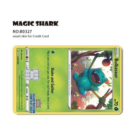 New Bulbasaur Pikachu Charmander Squirtle Mew Gengar Pokemons PTCG Film Skin Cover Sticker for Credit Debit Card