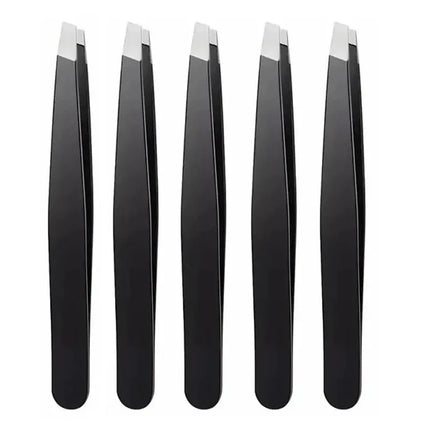 CNK  Wholesale  Stainless Steel Black Eyebrow Tweezer with Slant and Flat Point Beauty Tools for Eyebrows & Ingrown Hair Removal