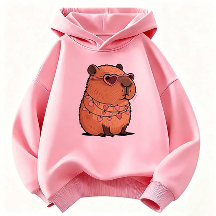 Streetwear Capybara Printed Hooded Kids Children's Sweatshirt Cute Hoody for Boys Girls Autumn Spring Casual Hoodies