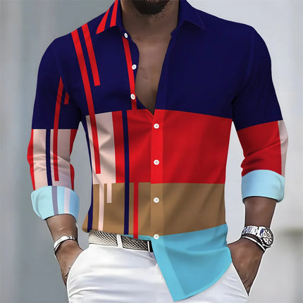 2026 New Men's Striped Long-Sleeved Shirt - Stylish, Business Casual, and Comfortable Men's Top, Suitable for Various Occasions.