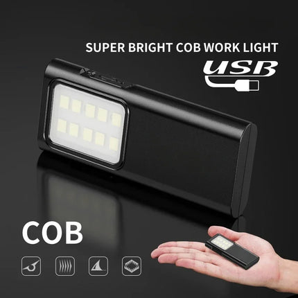 EDC Flashlight Keychain Light Super Bright With Pen Clip Mini LED Flashlight, USB Charging Port Emergency Work Camping Light
