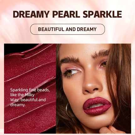 QIBEST Shimmer Lip Gloss Diamond Glitter Lip Tint Waterproof Long Lasting Matte Liquid Lipstick Red Purple Lipgloss Women Makeup