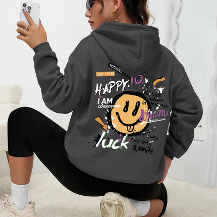Interesting Graffiti Printing Women Hoodie Fashion Street Hoody Casual Versatile Sweatshirt Autumn Fleece S-Xxl Female Clothing