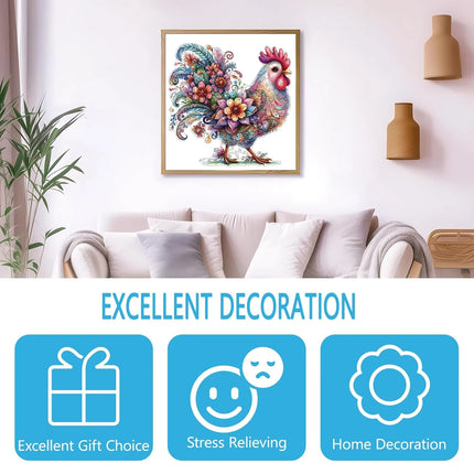 Vibrant Whimsical Rooster Wooden Puzzle For Adults, High Difficulty Toys, Concentration Training, Birthday Gifts, Home Decor
