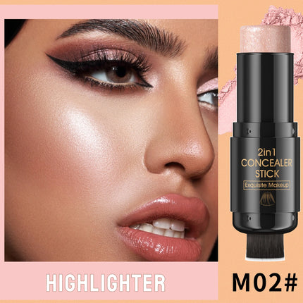 Double-head Face Bronzer Contour Stick Cream Makeup Light Dark Shadow Lasting Concealer Facial Brighten Contouring With Brush
