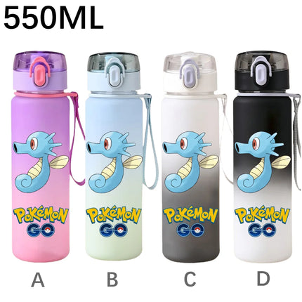 550ML Pokemon Sports Water Bottle Pikachu Mewtwo Gengar Eevee Portable Cartoon Drinking Cup Outdoor Hiking Gym Fitness Jugs