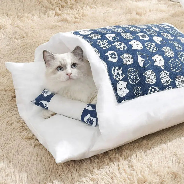 Kawaii Removable Cat Bed House Home Supplies Products for Adult Cats Large Pet Dog Bed Cat's Cave Comfortable Food Cute