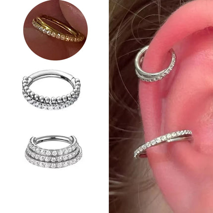 G23 Titanium Hinged Segment Ring Tragus Daith Earring Piercing Jewelry Nose Ring Cartilage Hoops Double Row Helix Septum Ring