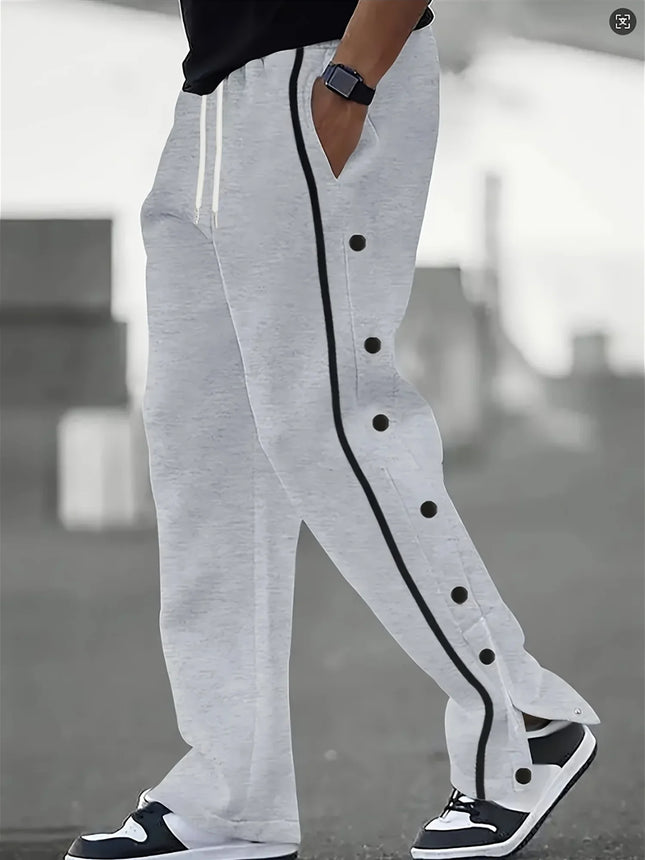 Men's Youth Tear Away Sweatpants Loose Fit Snap Button Athletic Jogger Basketball Pants with Pockets