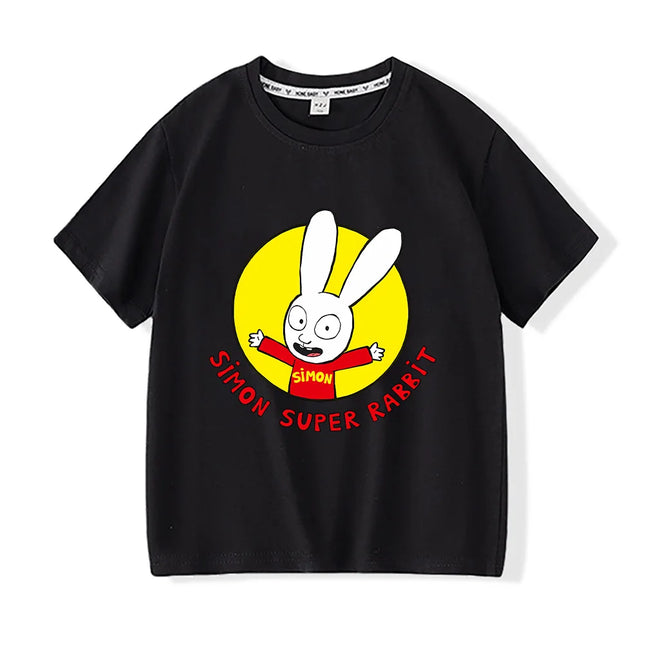 Simon Super Rabbit T-shirts Funny Children's Boys T-shirt Spring Summer Cotton Boys Girls Preschool Children Tops Cartoon Clothes