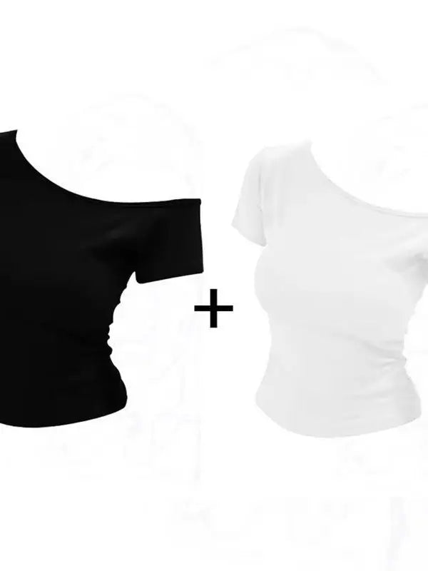 Slim Fit American Style Hot Girl Short Sleeve T-shirt 2025 Summer New Style Casual Versatile Short Length Women's Top