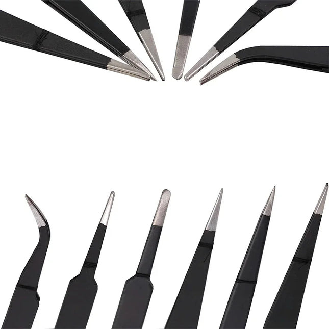 Anti Static Safety Esd Stainless Steel Precision Curved Tweezers  Electronic Laboratory Jewelry Crafts Maintenance Tools
