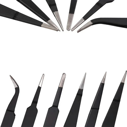 Anti Static Safety Esd Stainless Steel Precision Curved Tweezers  Electronic Laboratory Jewelry Crafts Maintenance Tools