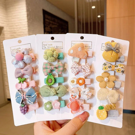 5Pcs/set Cute Bow Flower Hair Clips for Baby Girls Sweet Princess Rabbit Hairpins Kids Hair Accessory
