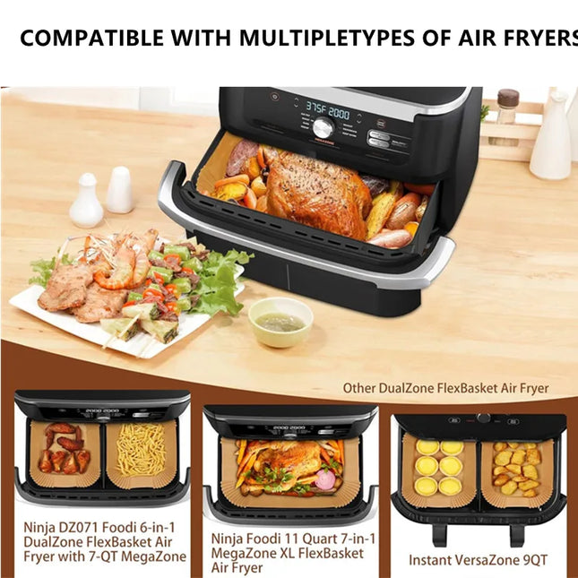 50-200pcs Rectangle Disposable Air Fryer Paper Non-Stick Airfryer Baking Paper Liner Oilproof Oven Pad Mat for Ninja for Philips