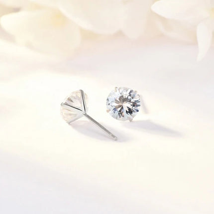 Crystal Zircon Real 925 Sterling Silver Earrings Channel  Cubic Zirconia Silver Stud Earrings for Women Sterling Silver Jewelry