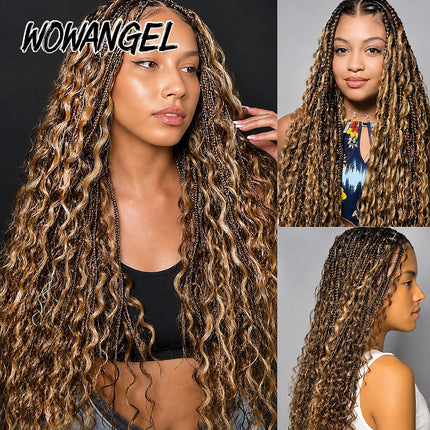 WOWANGEL 4/27 Highlight Human Hair Bulk Water Wave Hair Extensions For Braiding Boho Braids Curly Human Hair Bundles 100g/Pack