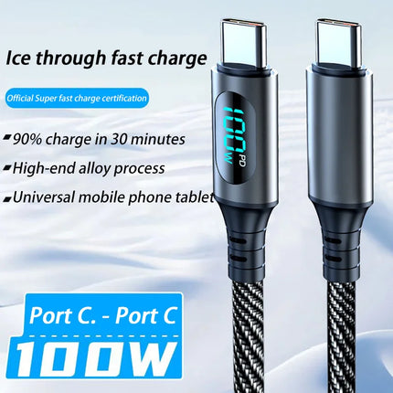 120W Dual USB C Digital Display Cable PD Fast Charging USB Type C to Type-C Cable For iPhone 17 Pro Max Plus Xiaomi Macbook iPad