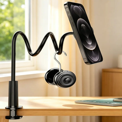 Flexible magnetic phone stand, bendable gooseneck for ideal viewing angles. Durable design for daily home entertainment.