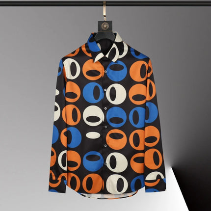 Men's shirt 3D printed geometric pattern men's shirt long-sleeved lapel casual top outdoor shopping shirt large size xs-6xl