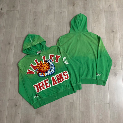 Streetwear Shinning Diamond Zipper Terry Hooded Hoodie for Men Oversized Graffiti Flame Cardigan Rhinestone Sweatshirt Jacket