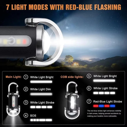 Mini TYPE-C Rechargeable LED Flashlight Keychain Portable Waterproof Camping Pocket Light Keyring Hanging Lamp Outdoor Tool