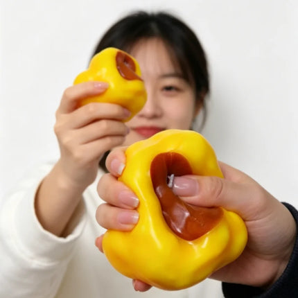 Caramel Pudding Shape Squeeze Toy Slow Rising Soft Pudding Balls Stress Relief Sensory Squeeze Toy Gifts For Children and Adults