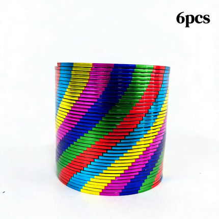 1/3/6pcs Cool Gradient Gold Foil Magic Rainbow Spring Toy for Kids & Adults, Educational Fidget Gift
