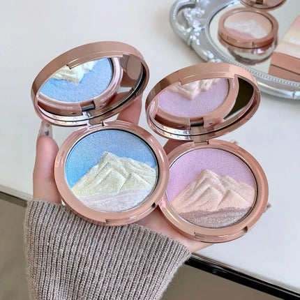Kakashow 3 colors Sparkling highlighter Pearlescent Smooth Delicate High-Gloss Pressed Powder for Facial Brightening