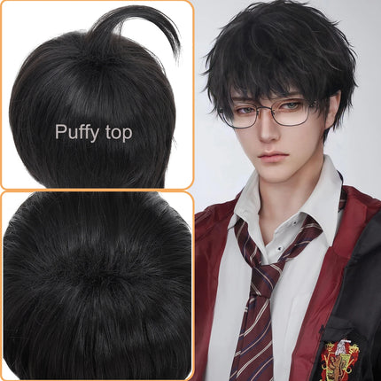 Cospaly Wigs Unisex Anime Wig 12cm/ 4.7 Inch Short Hair Wig Universal Costume Synthetic Wig with Bangs + Cap,for Party Festivals