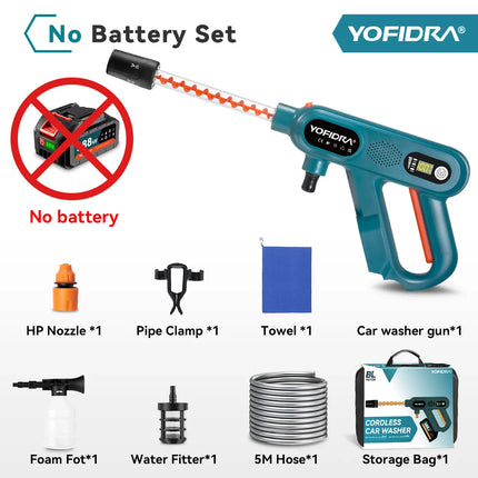 YOFIDRA 3500W Brushless High Pressure Car Washer Gun 220Bar 3 Gears Electric Washing Water Spray Gun For Makita 18V Battery Pin