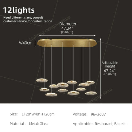 Dining room pendant light Modern villa dining room Kitchen pendant light designer glass Multi-head Hanging Lamp pendant light