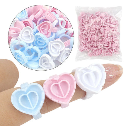 Wholesale 100Pcs Disposable Eyelash Glue Fan Cup Rings Holder Container Tattoo Pigment Eyelash Extension Tools Lash Supplies